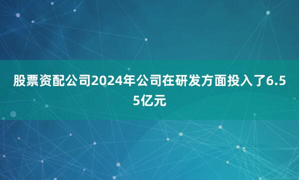 股票资配公司2024年公司在研发方面投入了6.55亿元